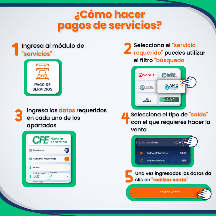 Manual visual para cobrar pagos de servicios desde la app Linntae