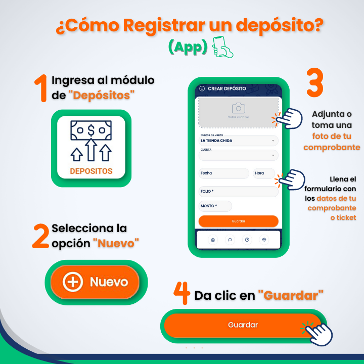 Manual visual para registrar un deposito en la app Linntae